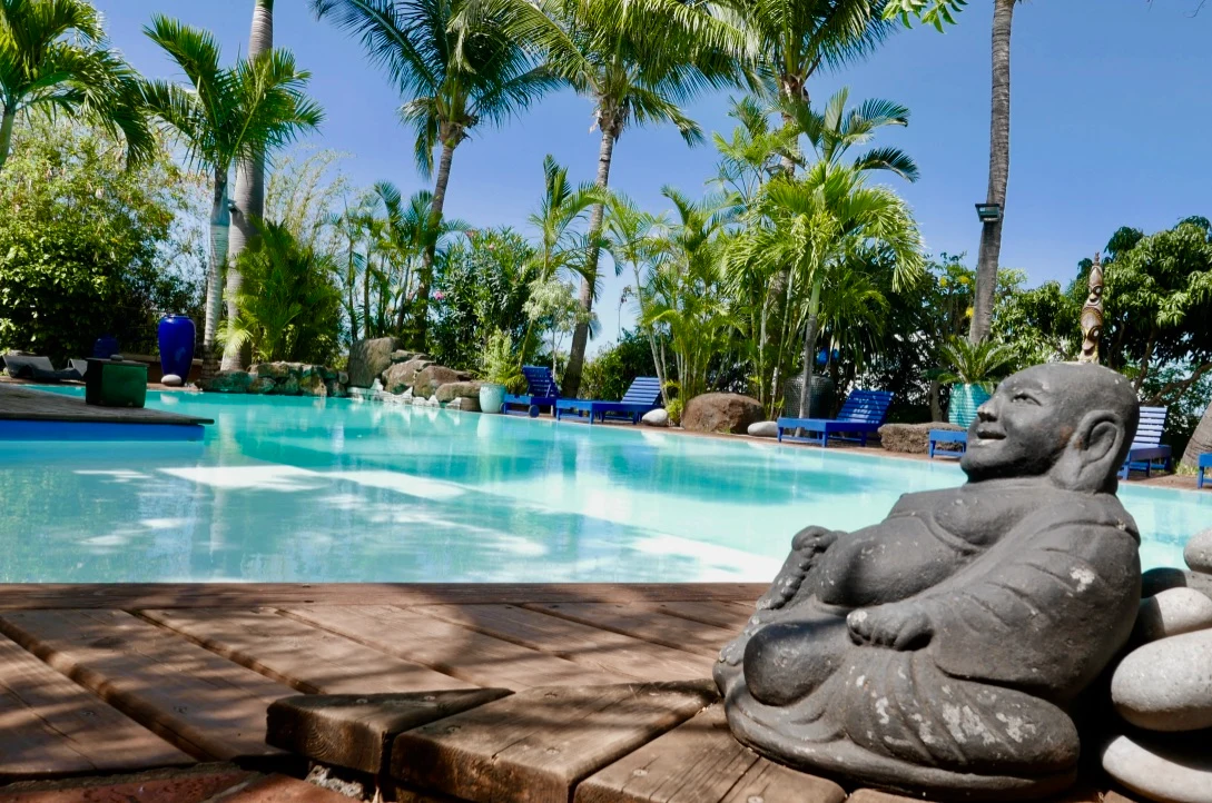 Vue de la piscine de la villa à La Réunion
